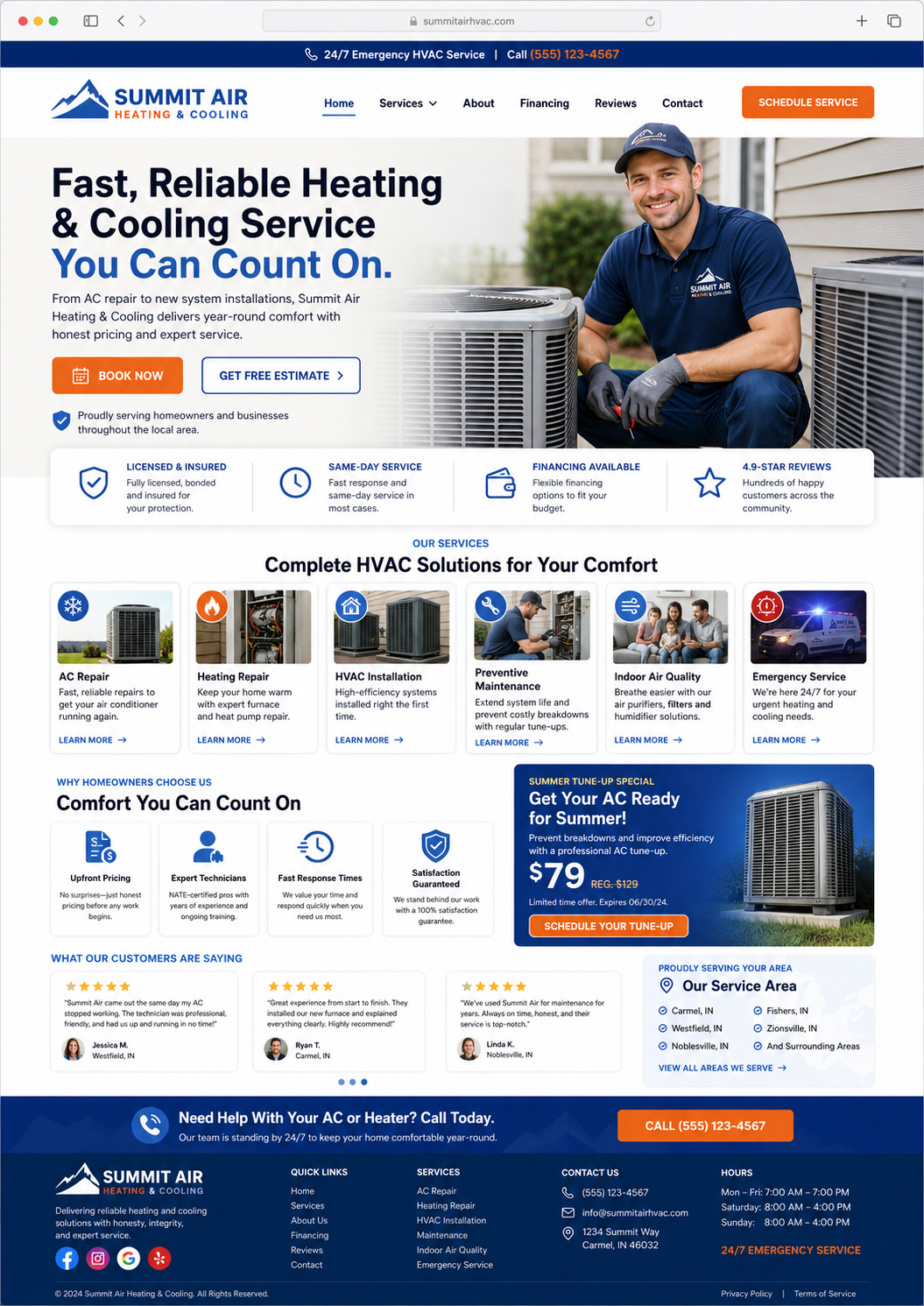 Example home-services website built by Booked Solid HTX